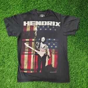Jimi Hendrix Shirt Womens XS/S 17x24 Black American Flag Rock